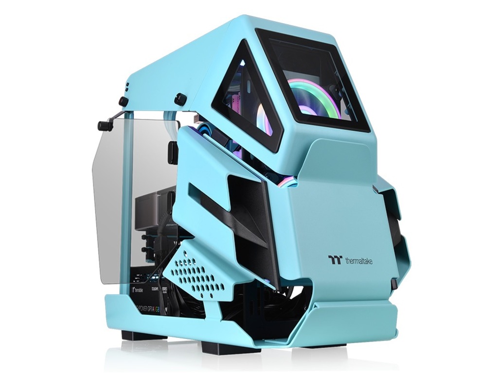 Thermaltake AH T200 tirkizno mATX računarsko kućište sa dva tempered glass panela