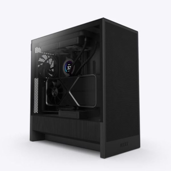 NZXT H5 Flow Black TG mid tower ATX kućište sa staklenim panelom i dva 120mm tiha ventilatora