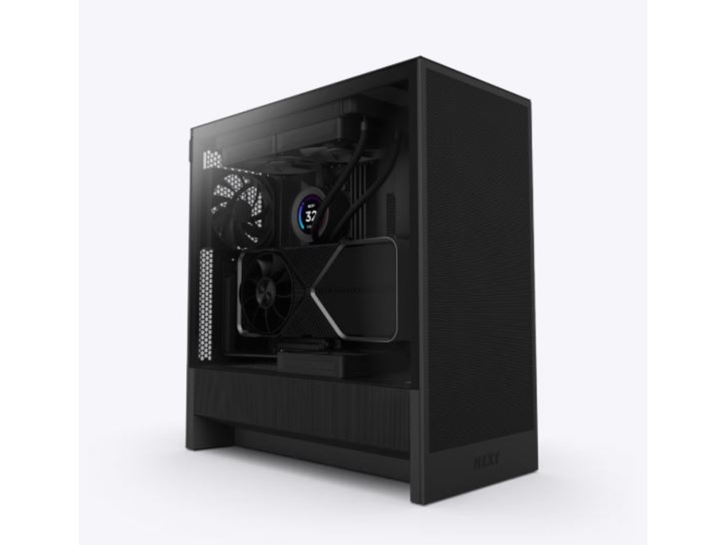 NZXT H5 Flow Black TG mid tower ATX kućište sa staklenim panelom i dva 120mm tiha ventilatora