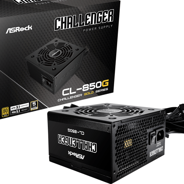ASROCK PSU 850W Gold Challenger 80PLUS napojna jedinica s 120mm ventilatorom i ATX 3.1 PCIe 5.1 konektorima
