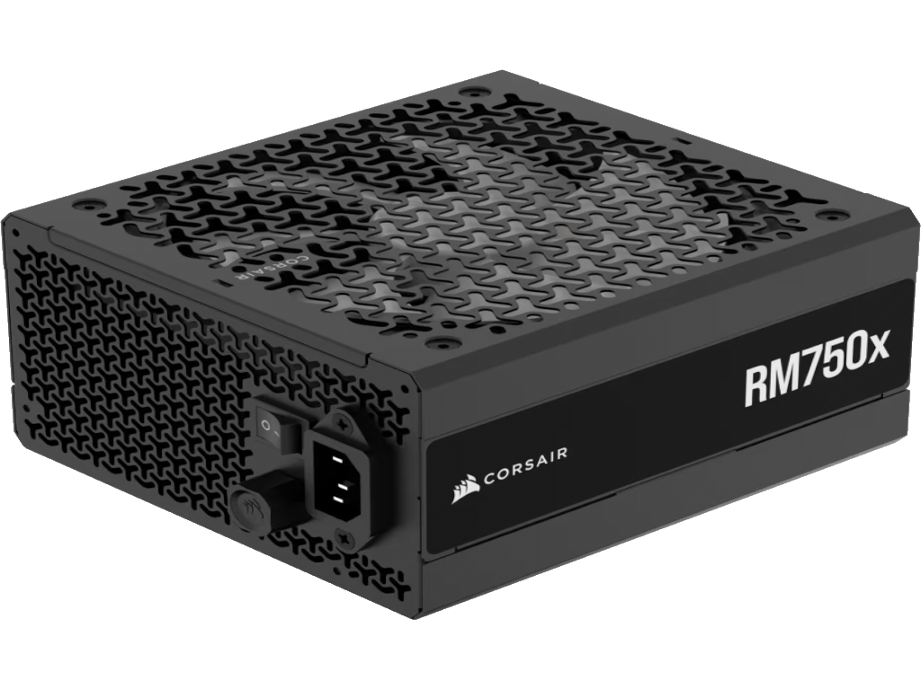 Corsair RM750x Gold 750W fully modular PSU with black casing and cables