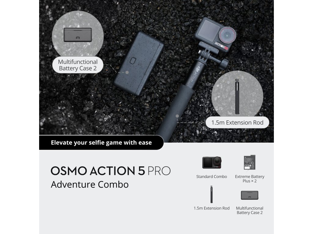 DJI Osmo Action 5 Pro Adventure Combo paket s kamerom i priborom
