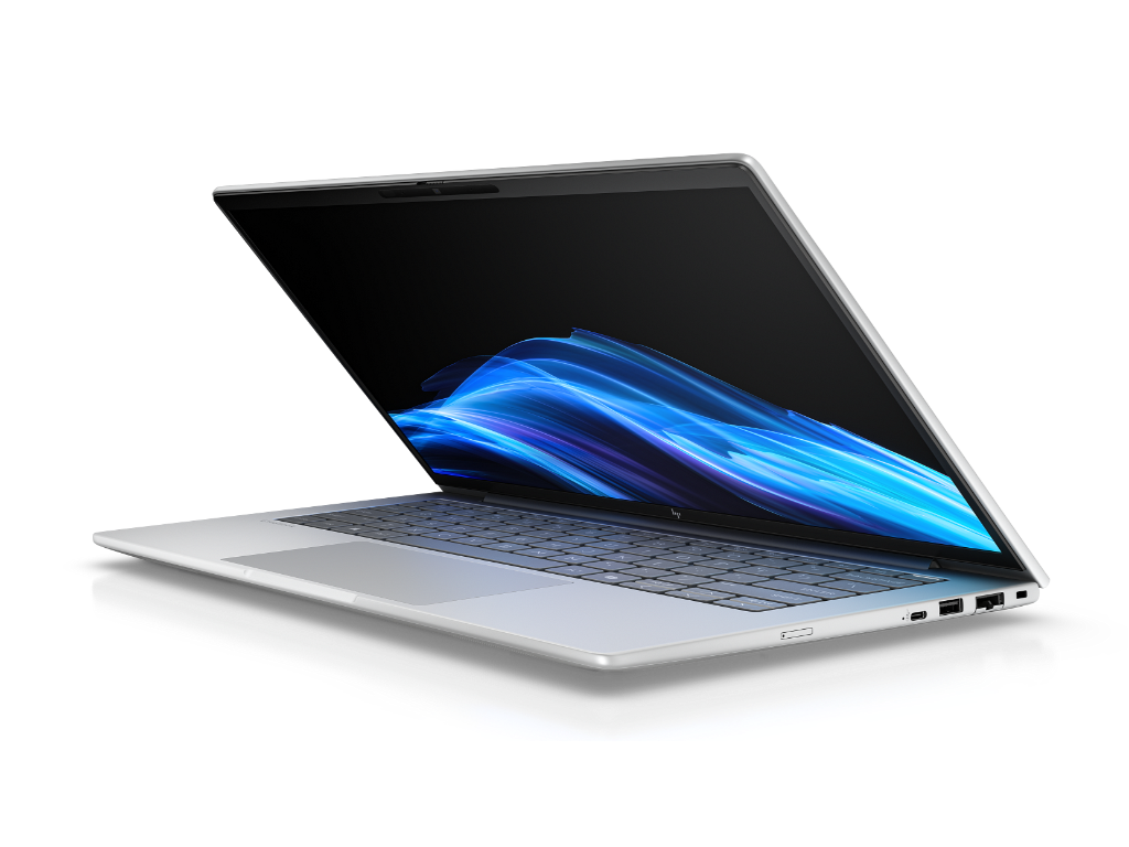 HP EliteBook 8 14 G1i laptop srebrne aluminijske šasije sa otvorenim ekranom i backlit tastaturom