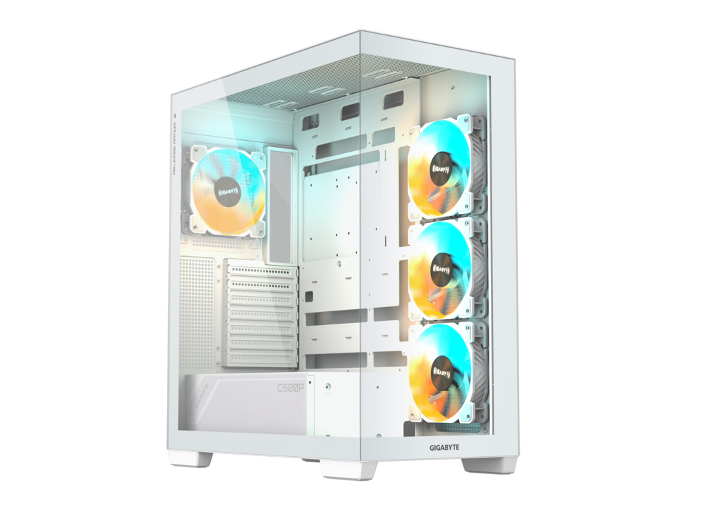 Gigabyte C500 Panoramic Stealth ICE bijelo mid-tower ATX računarsko kućište sa 4 ARGB ventilatora