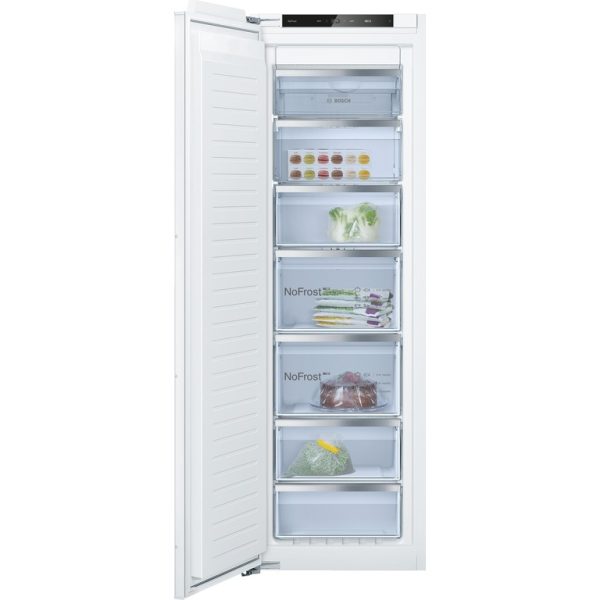 Bosch ugradbeni zamrzivač Serie 4 s 212 litara kapaciteta, srebrne boje, ugrađen u kuhinjski element