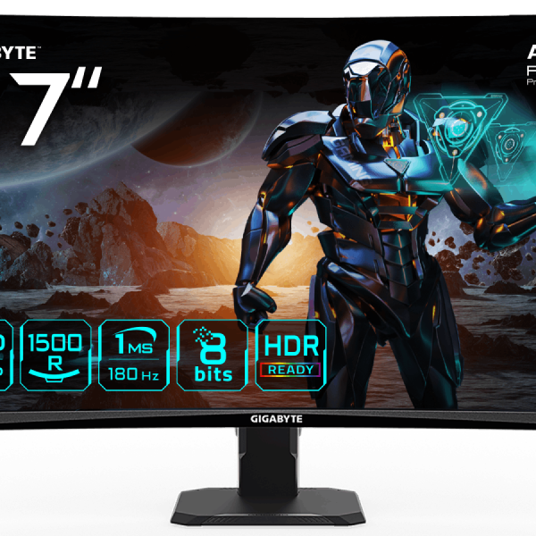 Gigabyte Monitor 27" GS27FC EU27 zakrivljeni VA 1500R FHD 180Hz gaming monitor