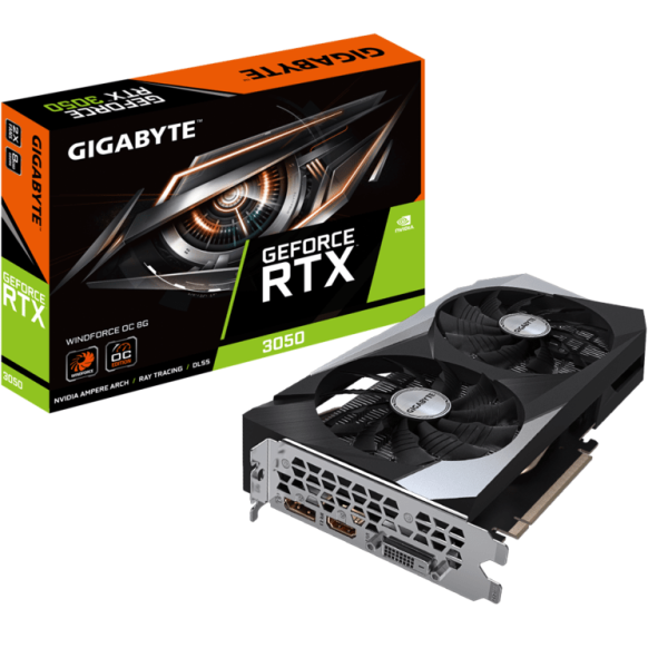 Gigabyte RTX 3050 WindForce 8GB GDDR6 grafička kartica s ventilatorima i priključcima