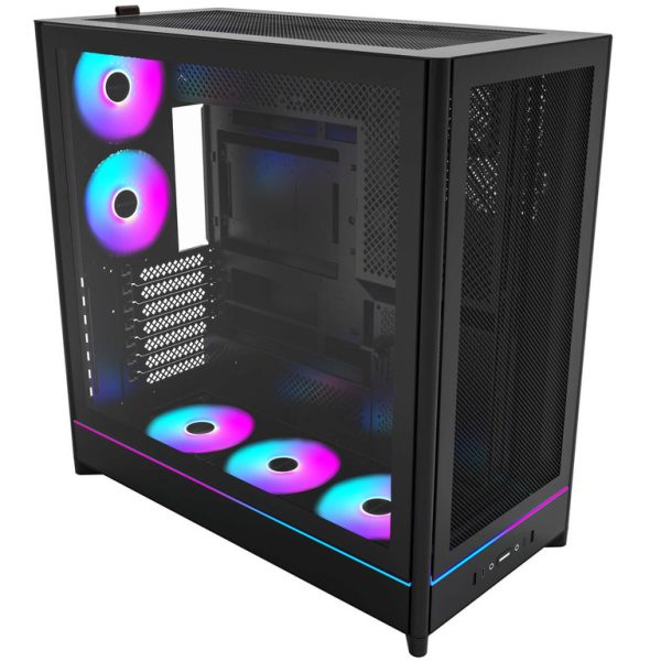 Montech HS01 PRO PC mid tower ATX ARGB crno računarsko kućište sa 5x 120mm ventilatora