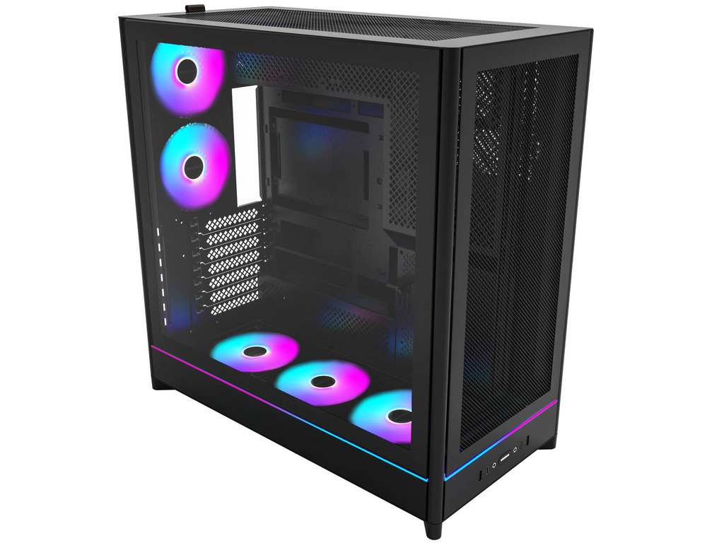 Montech HS01 PRO PC mid tower ATX ARGB crno računarsko kućište sa 5x 120mm ventilatora