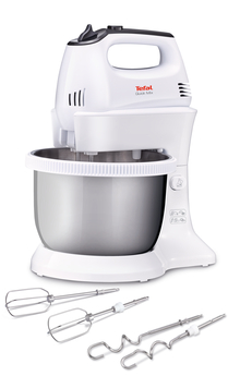 Tefal ručni mikser 300W bijele boje s inox nastavcima i autorotirajućom posudom od 3.5L