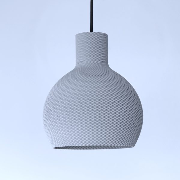 Tkana Elegancija dizajnerski luster srebrni sa 3D printanom teksturom u modernom enterijeru