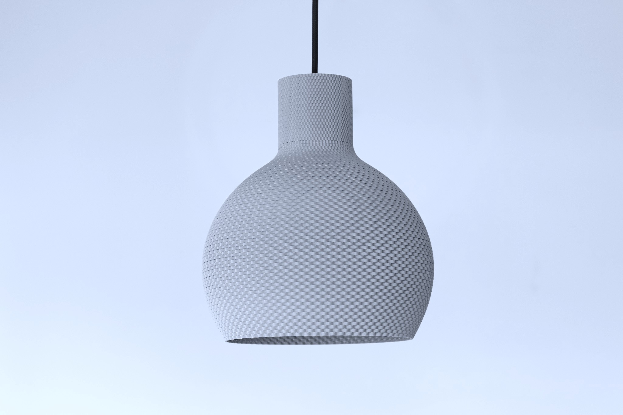 Tkana Elegancija dizajnerski luster srebrni sa 3D printanom teksturom u modernom enterijeru
