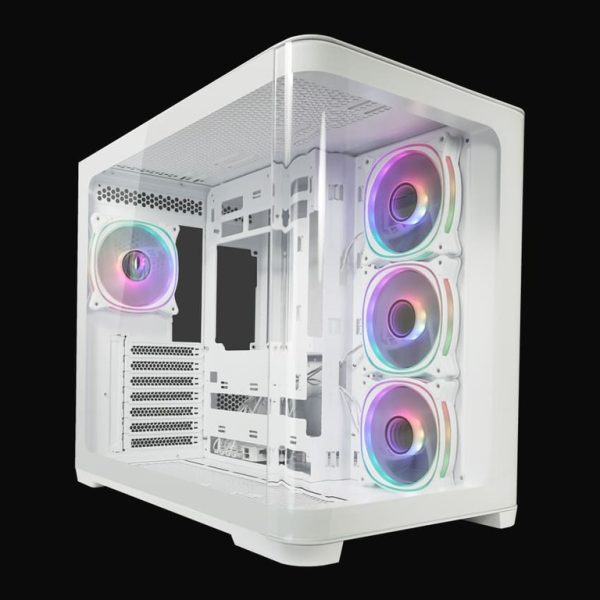 LC-Power Case Gaming 8001W Pro-Storm White Midi tower sa 4 ARGB ventilatora i prozirnom bočnom pločom