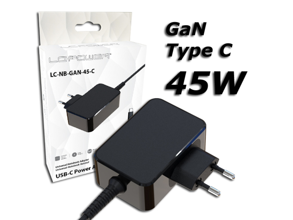 LC-Power USB GaN punjač 45W za laptop sa USB-C konektorom