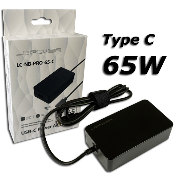 LC-Power notebook adaptor 65W USB Type C na bijeloj podlozi