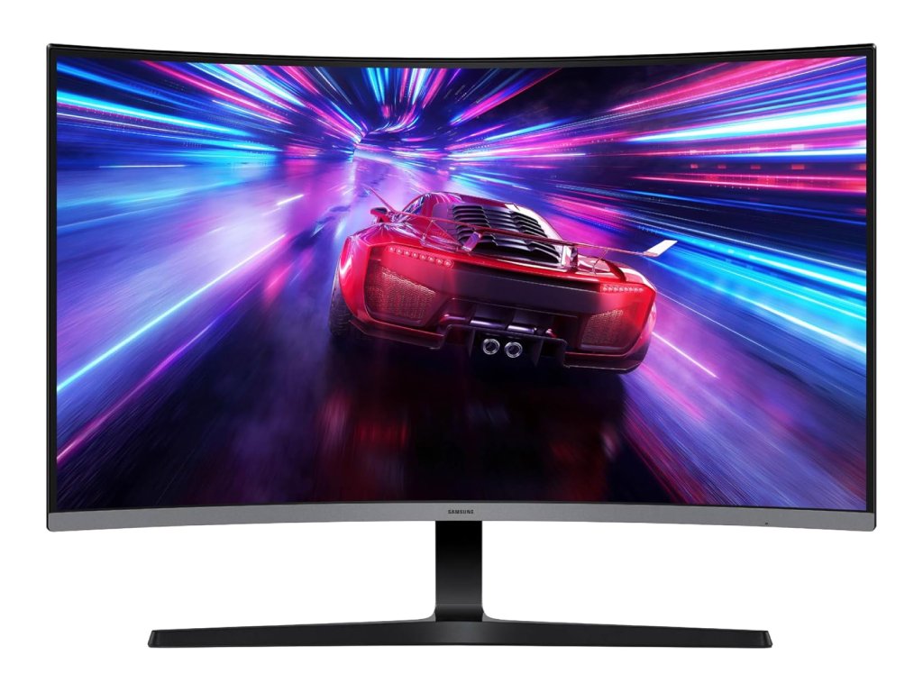 Samsung 32-inch FHD curved monitor S39GD with 1500R curvature, VA panel, 100Hz refresh rate, and tilt stand on a white background