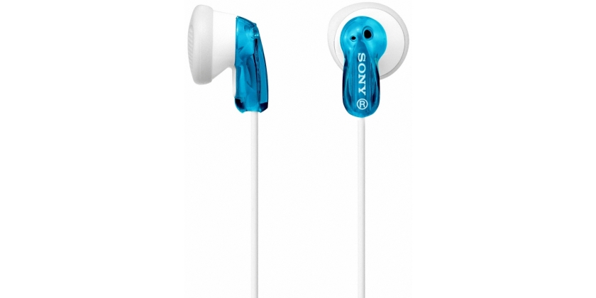 Sony MDR-E9 plave in-ear slušalice na bijeloj podlozi