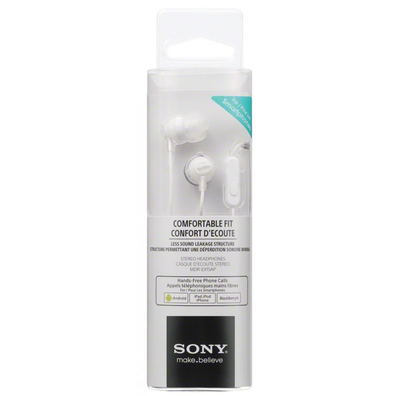 Sony slušalice EX-15 bijele in-ear sa mikrofonom