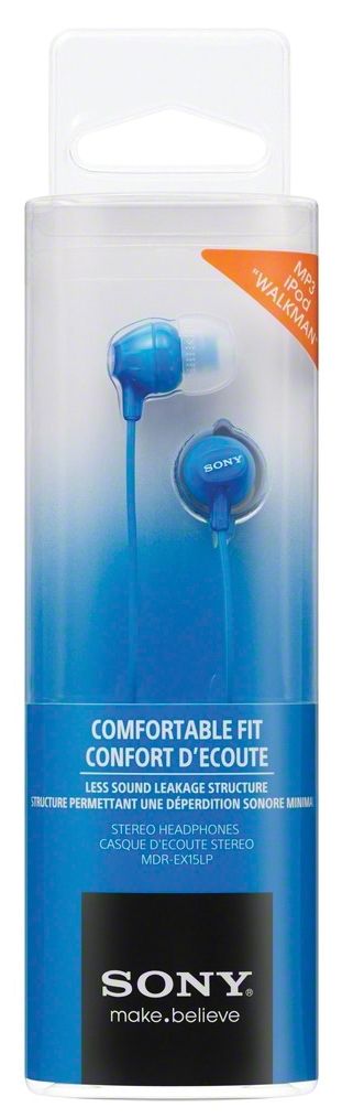 Sony EX15 plave in-ear slušalice s mikrofonom za pametni telefon