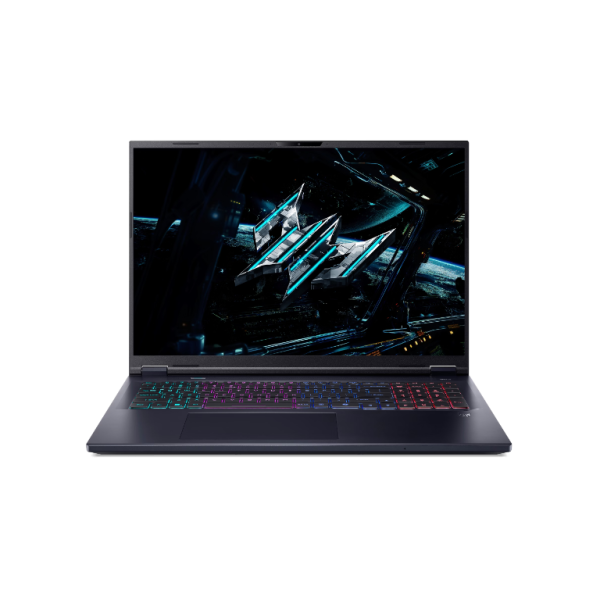 Acer Predator Helios PHN16-73-9602 laptop u crnoj boji sa otvorenim ekranom i RGB tastaturom