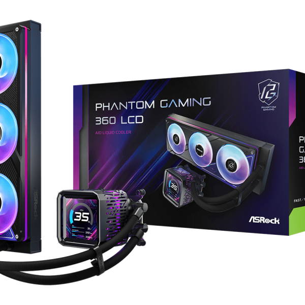 ASROCK 360 A-RGB LCD AIO liquid cooler Phantom Gaming with 3.4 inch LCD display