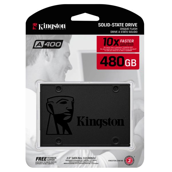 Kingston SSD A400 480GB solid state disk na bijeloj pozadini