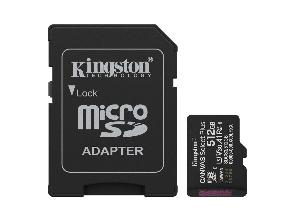 Kingston microSD 512GB Class10 Canvas Select Plus memorijska kartica sa SD adapterom