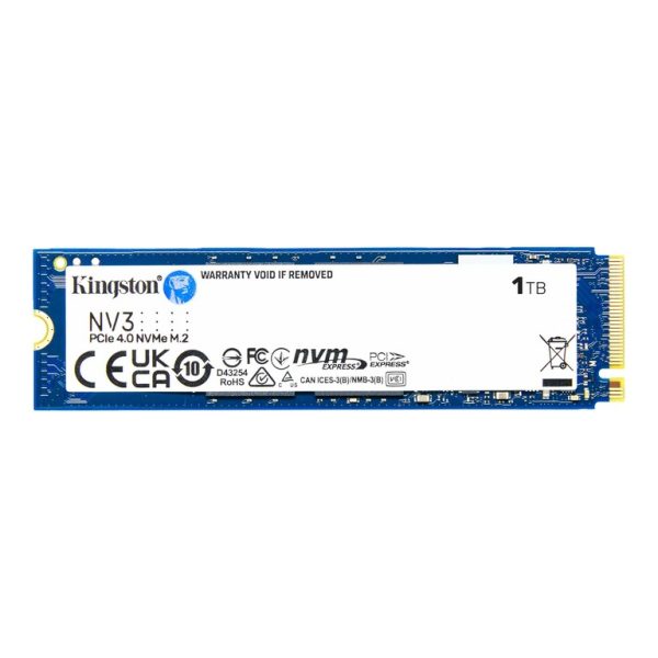 Kingston SSD 1TB NV3 NVMe PCIe Gen 4.0 M.2 disk na bijeloj pozadini