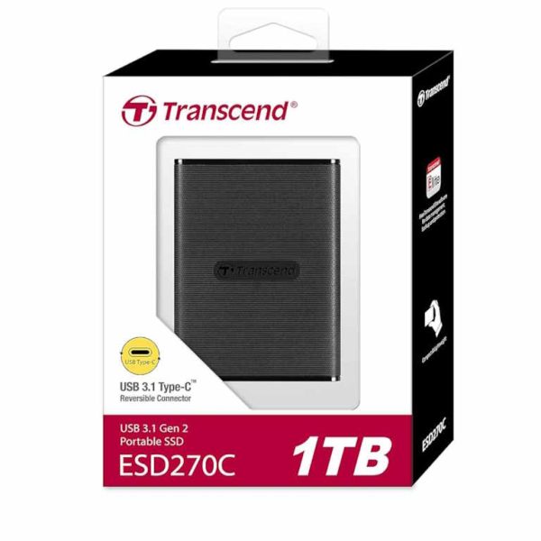 Transcend SSD 1TB Portable ESD270C crni eksterni disk s USB 3.1 Type-C priključkom