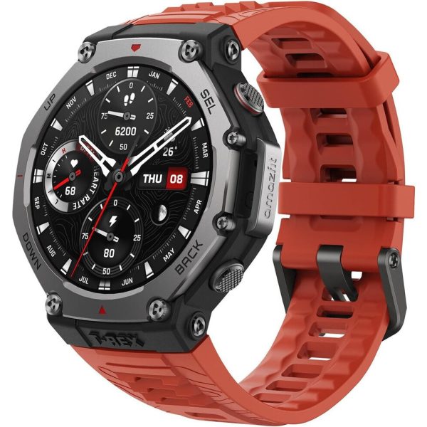 Amazfit T-Rex 3 Lava pametni sat sa 1.5 inčnim AMOLED ekranom i crvenim akcentima na kućištu