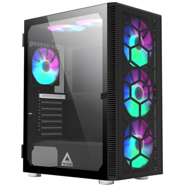 Montech X3 Glass Black mid tower ATX kućište sa 6 RGB ventilatora i staklenim panelom