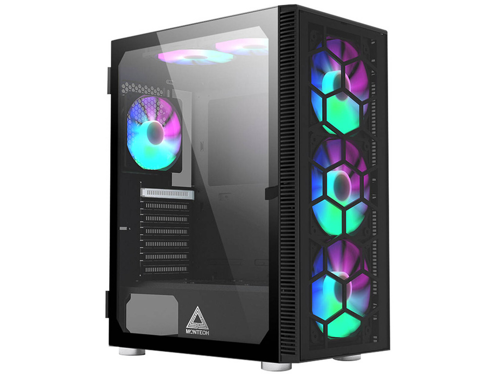 Montech X3 Glass Black mid tower ATX kućište sa 6 RGB ventilatora i staklenim panelom