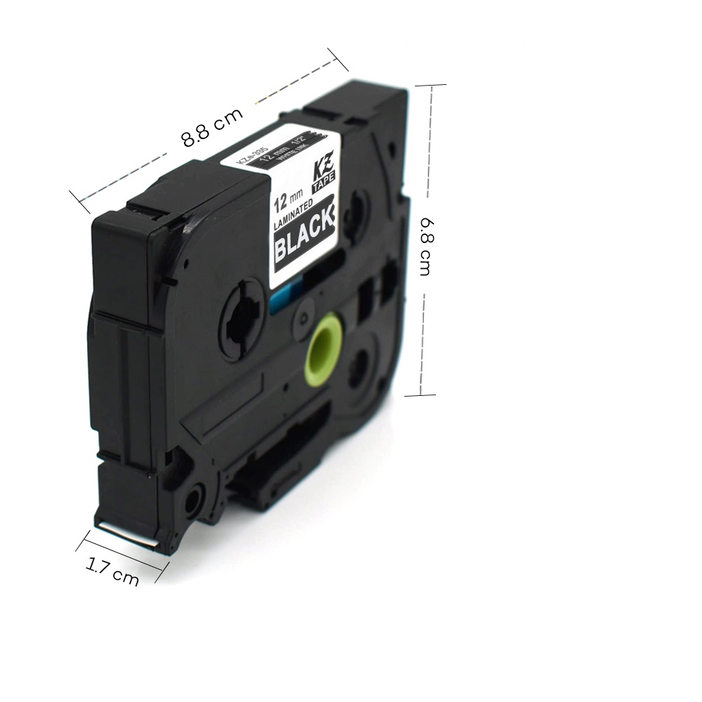 POT  TRAKA TZE335 12mm  bijelo na crno