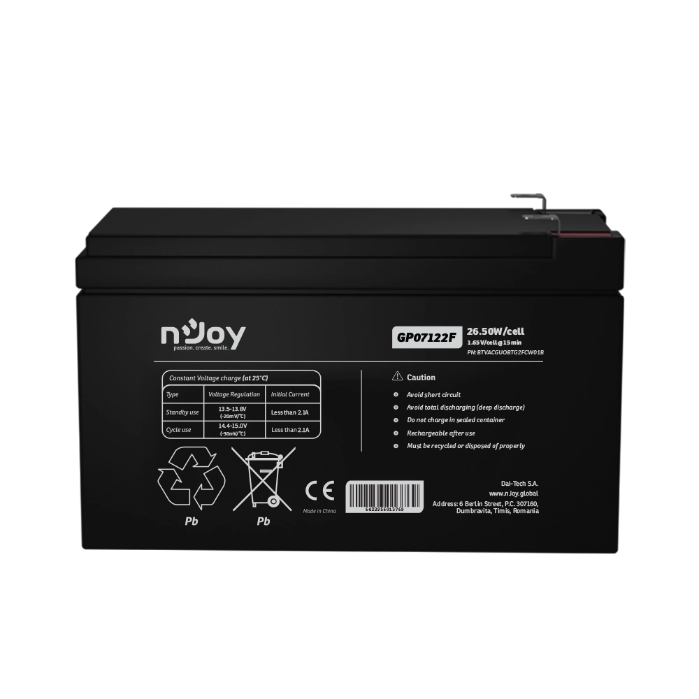 NJOY baterija 12V 7Ah GP07122F F2/T2
