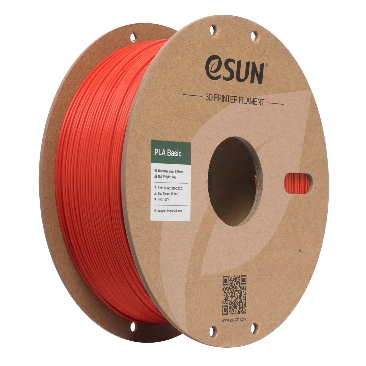 eSUN PLA Basic CRVENA (RGB Red) 1kg 1.75mm PaperRoll (PLA-BASIC175P-R1P1)