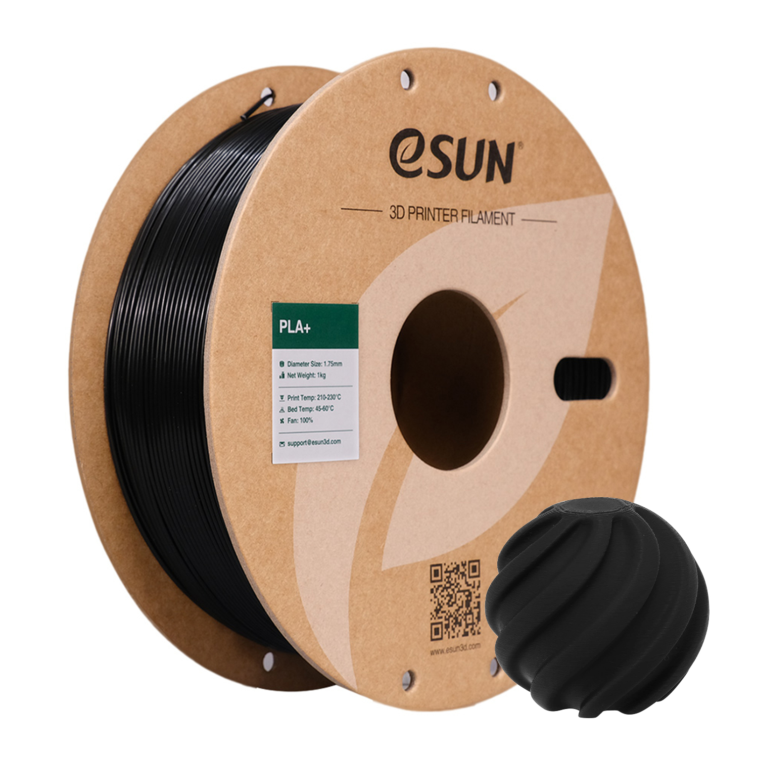 eSUN PLA+ CRNA (Black) 1kg 1.75mm PaperRoll (PLA+175B1P1)