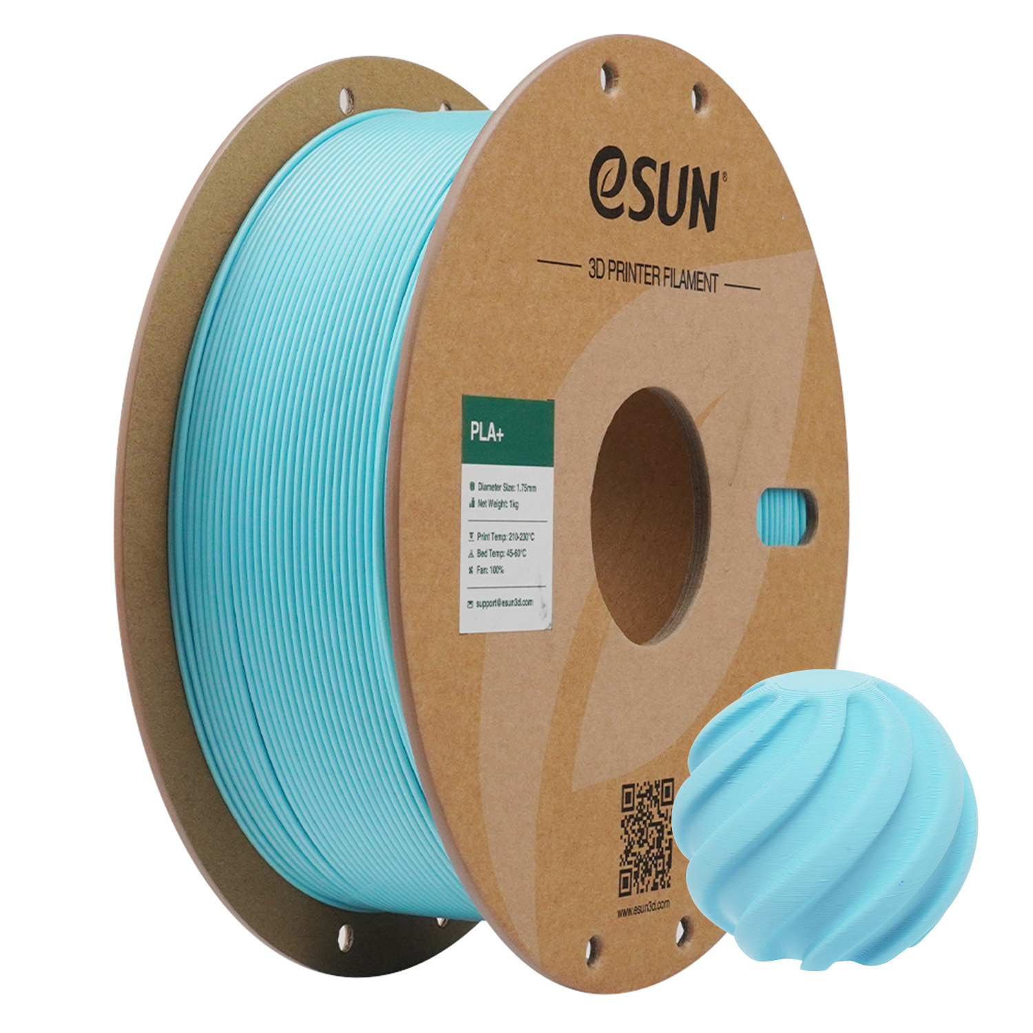 eSUN PLA+ SVJETLO PLAVA (Soft Blue) 1kg 1.75mm PaperRoll (PLA+175O-BU1P1)
