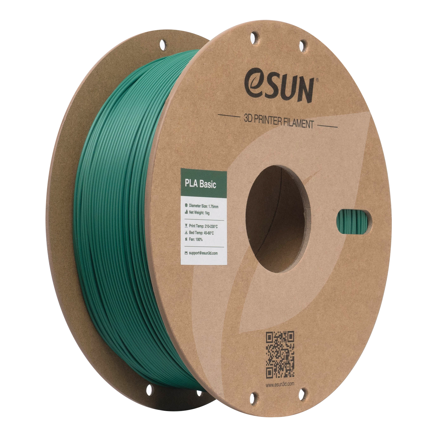 eSUN PLA Basic TAMNO ZELENA (Holly Green) 1kg 1.75mm PaperRoll (PLA-BASIC175O-HG