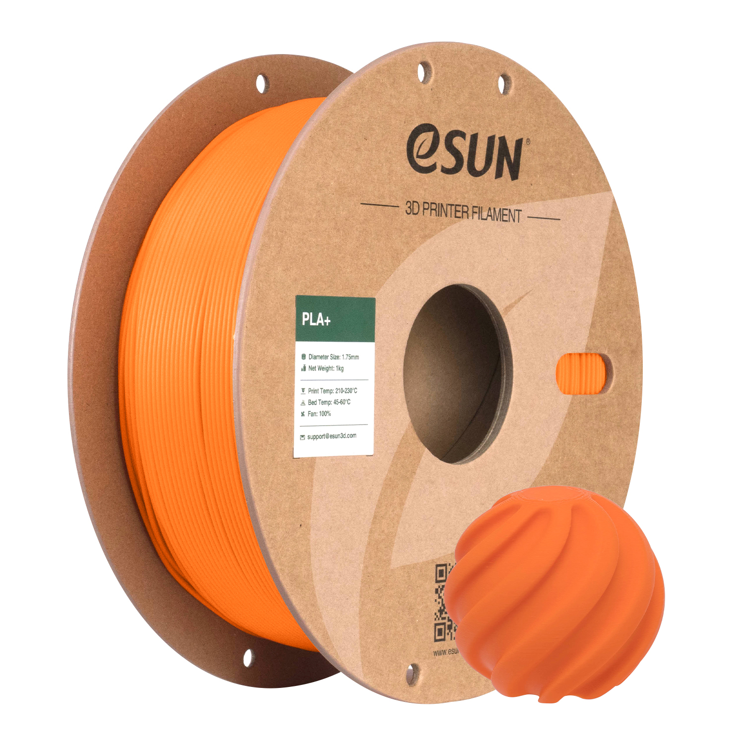eSUN PLA+ KORALNO NARANDŽASTA (Coral Orange) 1kg 1.75mm PaperRoll (PLA+175O-CO1P