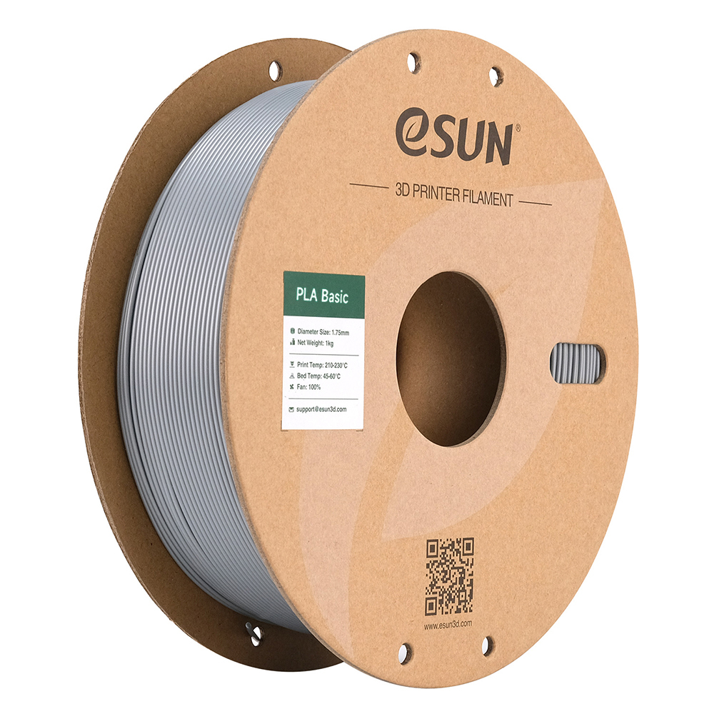 eSUN PLA Basic SREBRNA (Silver) 1kg 1.75mm PaperRoll (PLA-BASIC175S1P1)