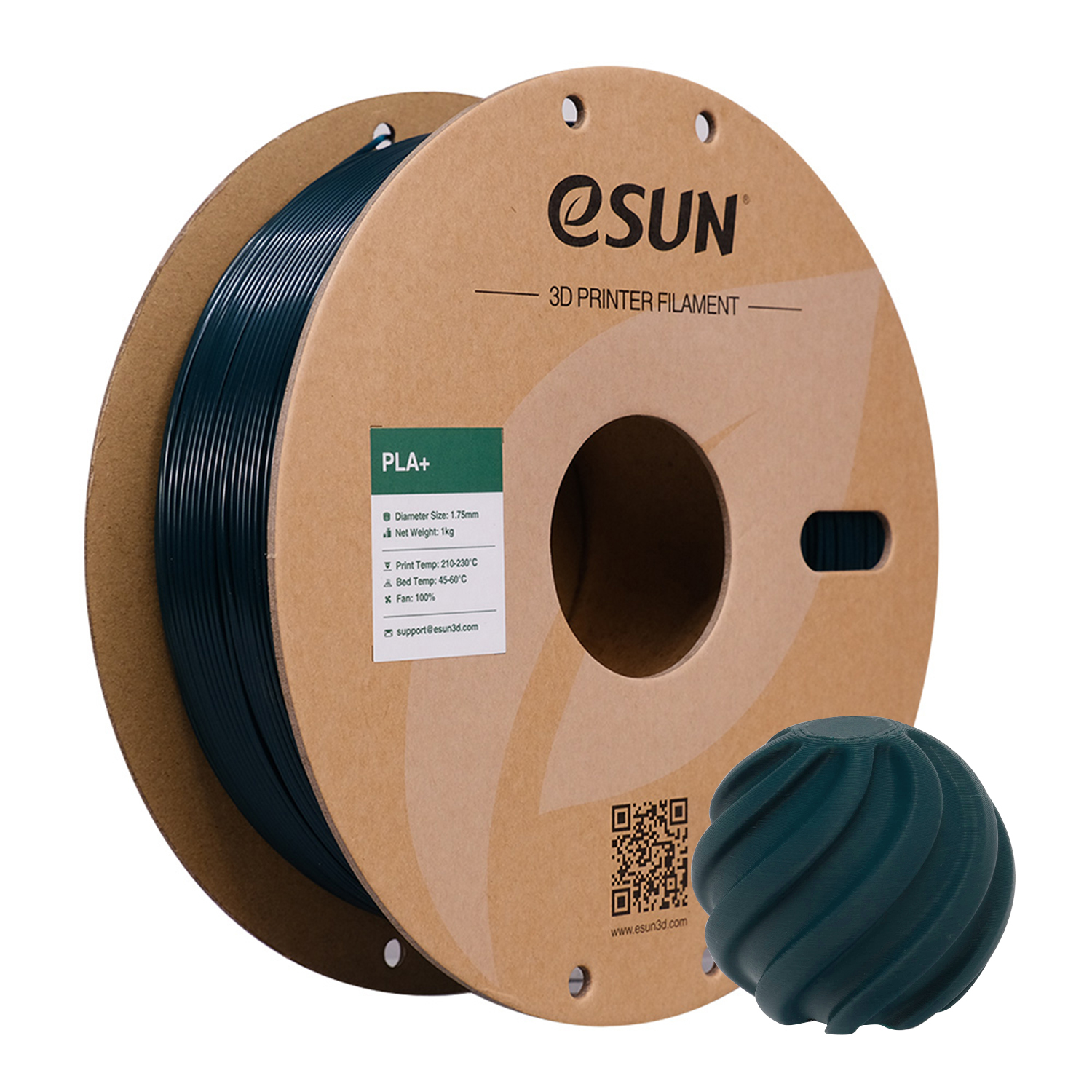 eSUN PLA+ ZELENA (Green) 1kg 1.75mm PaperRoll (PLA+175G1P1)