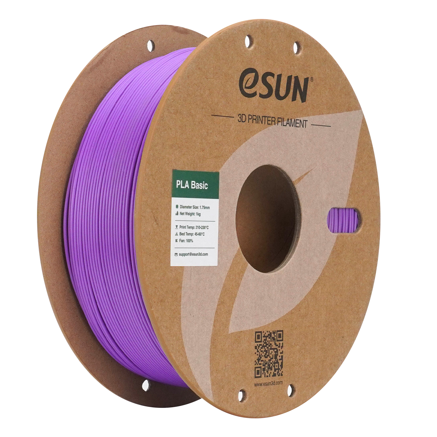 eSUN PLA Basic LJUBIČASTA (Grape Purple) 1kg 1.75mm PaperRoll (PLA-BASIC175O-GZ1
