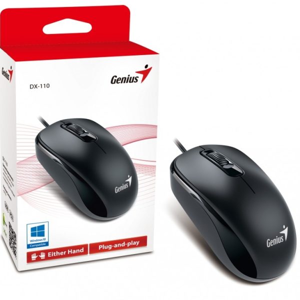 Genius miš DX-110 USB crni 1.000 DPI, USB veza,3 tipke, 1.5 m kabal