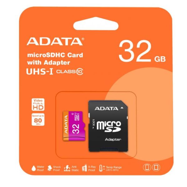 ADATA MicroSD 32GB Premier A1 Class 10, V10 100/25 Mbps microSDXC