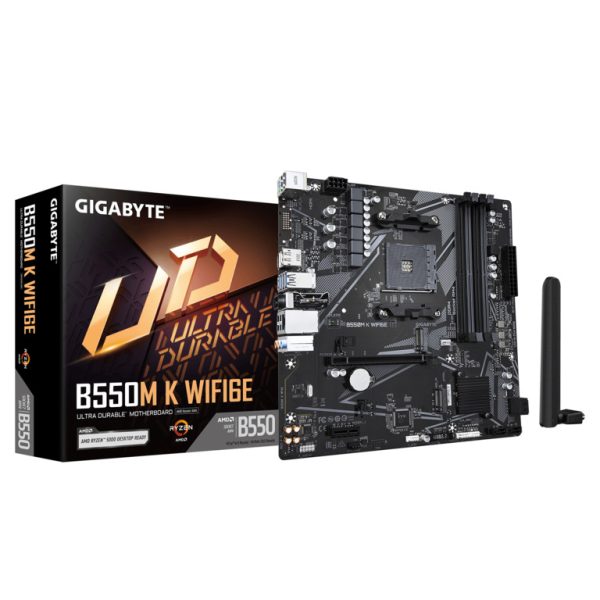 Gigabyte MB B550M K WIFI6E AM4; 4xDDR4; 2xM.2; 4xSATA; 8xusB; DP; HDMI; PS2; mATX, WI-FI