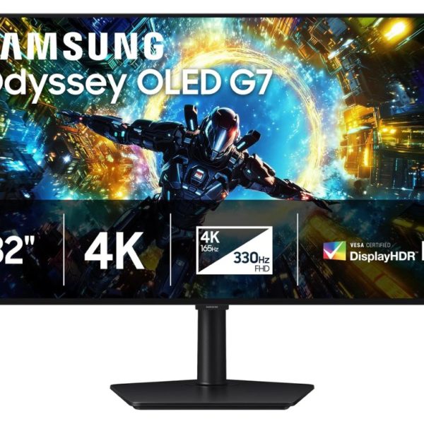 Samsung 32" Odyssey G7 OLED4K 165Hz/FHD 330Hz,0.03ms,DPHDMI, HAS, Tilt, Swivel, Pivot