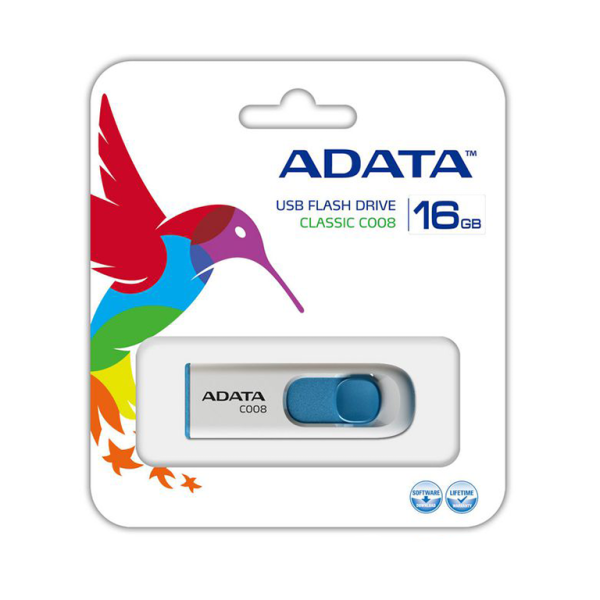 ADATA UFD 16GB C008 White USB 2.0, R/W: 30/10MBps