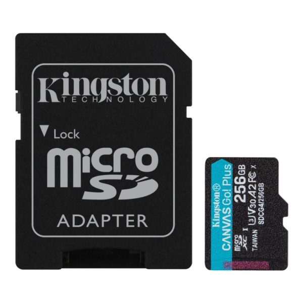 Kingston microSD 256GBCanvasGoPlus, Gen4r/w:200MB/s/160MB/s,with adapter
