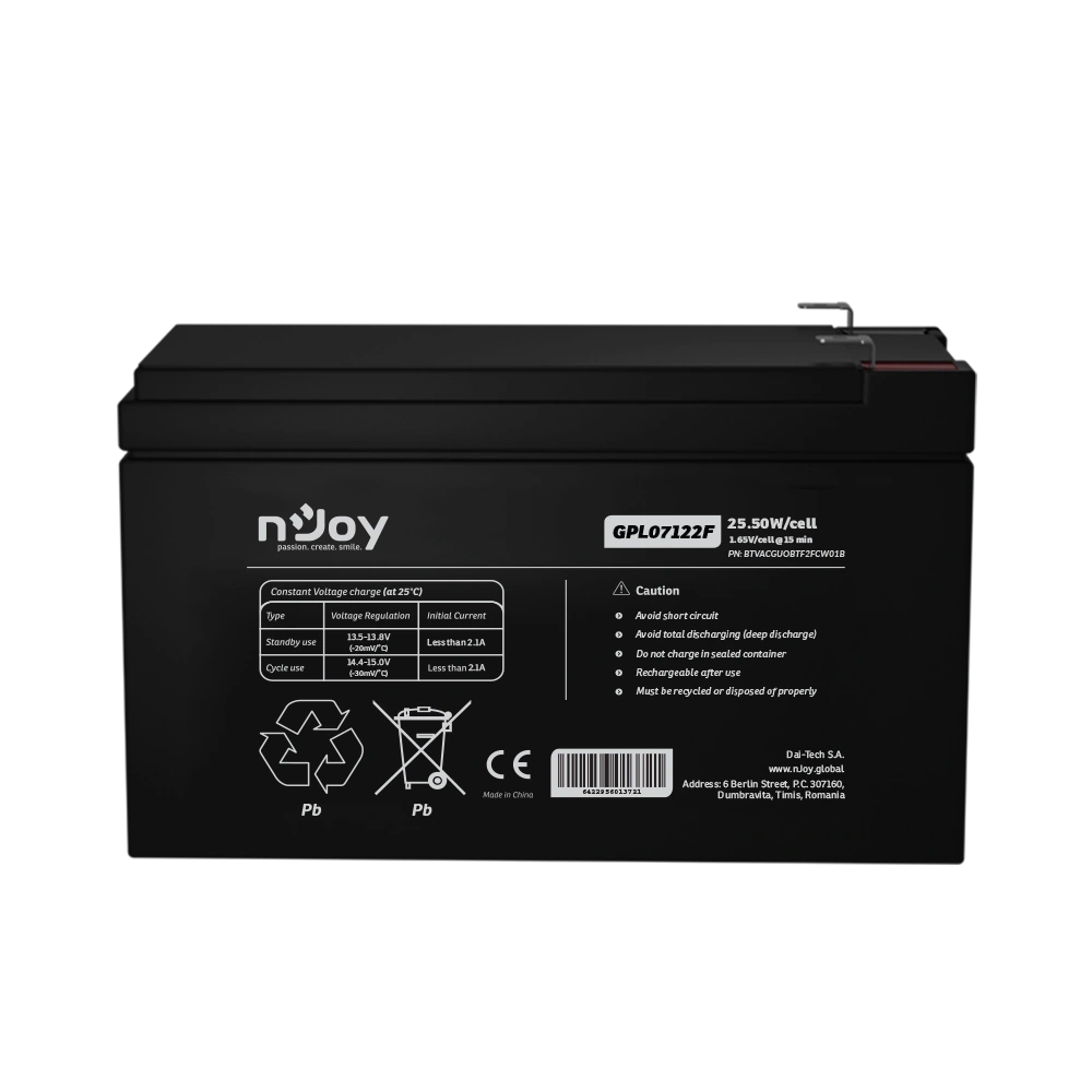 NJOY baterija 12V 7Ah GPL07122F T2/F2