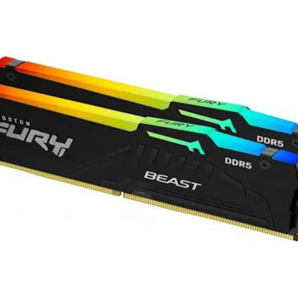 Kingston 32GB 6000MHz DDR5 RGB Fury Beast (2x16GB), CL30, XMP, EXPO, 2RX8, 288-pin 16Gbit